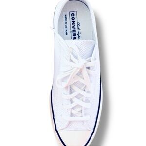 Converse Chuck Taylor All Star Perforated Leather Low Top White Womens 10 NWOT